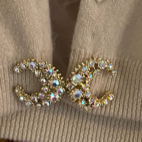Vintage - Two Cashmere Sweaters with Removable Fur Collar and Rhinestone Accents - Picture 9 of 15